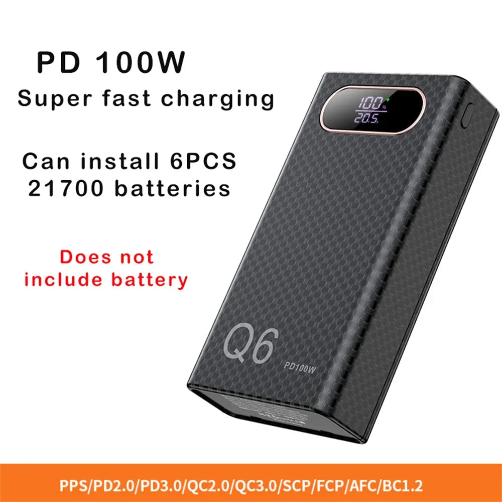 Q6 PD 100W Fast Charging Power Bank CASE